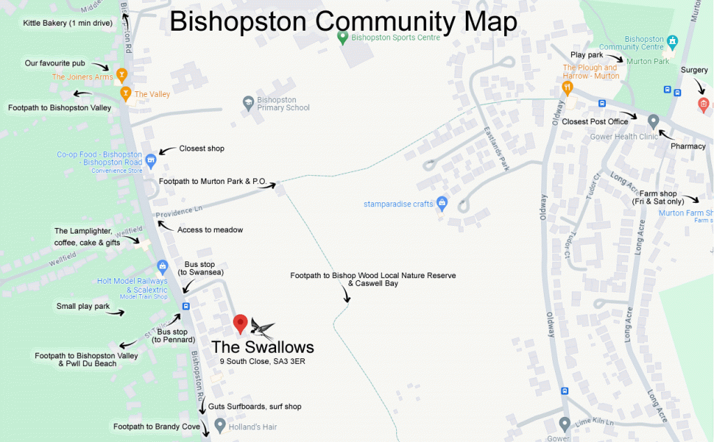 The Swallows, Map of Bishopston