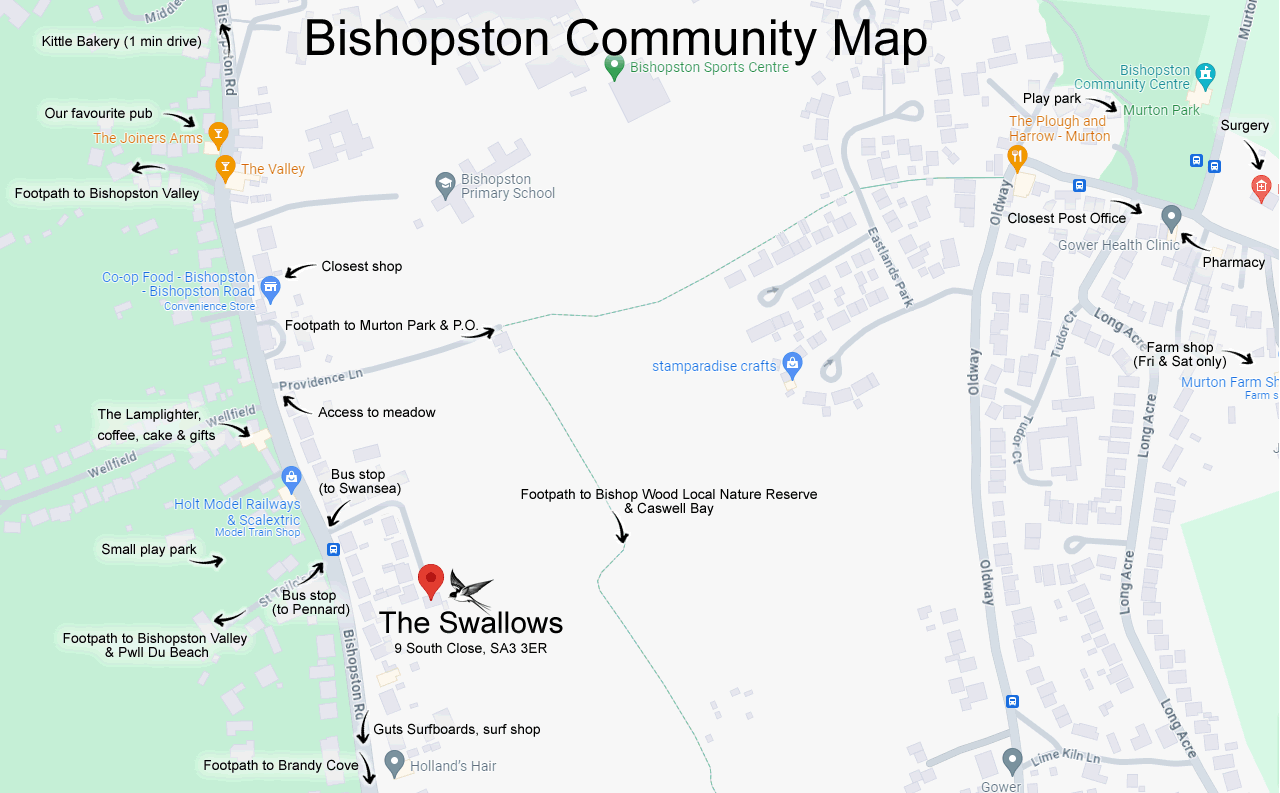 The Swallows, Map of Bishopston