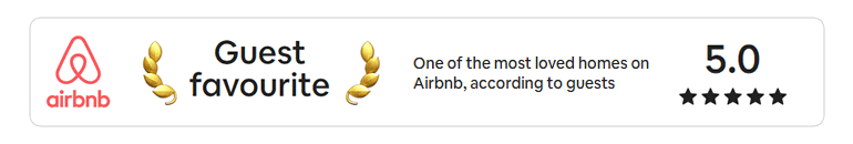 Guest favourite on Airbnb. 5 star rating. One of the most loved homes on Airbnb, according to guests
